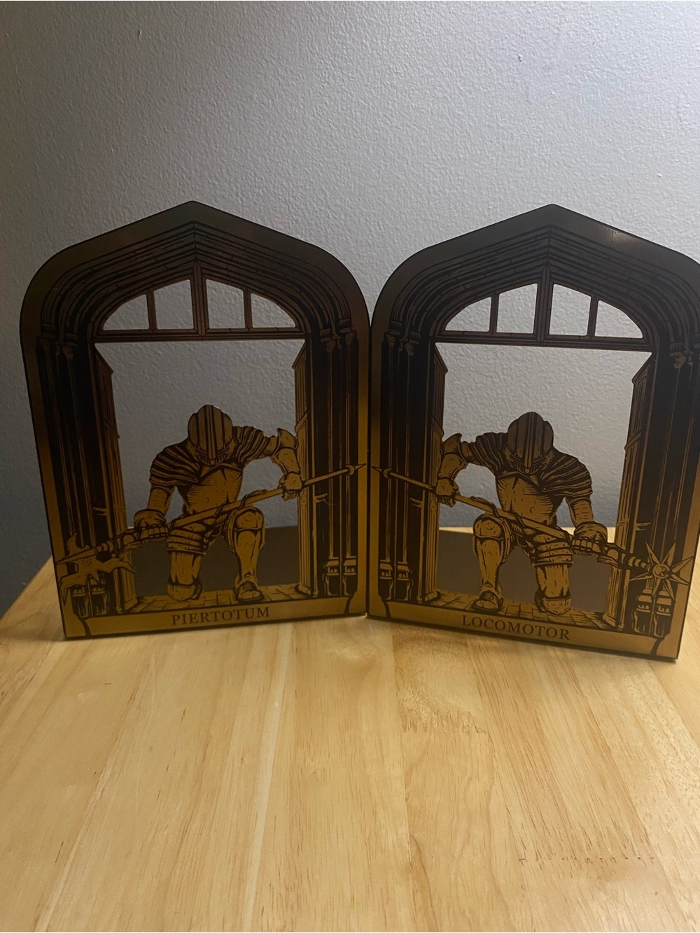 Harry Potter Metal Copper colored bookends, Locomotor and Piertotum